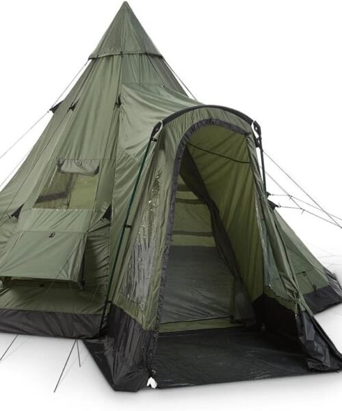 Deluxe Teepee Tent 14' x 14' for Adults Outdoor Camping 6-Person Instant Easy Set-Up Waterproof Shell 4-Season Family Tents for Backpacking, Hiking