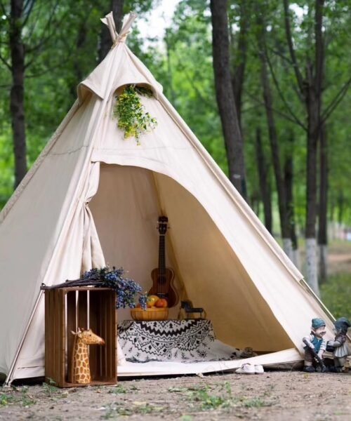 Cotton Canvas Camping Pyramid Tent for 2~3 Person