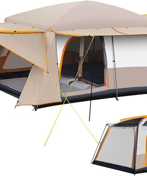 Camping Tent 4-6 Person, Double Layer, Multi-Room Family Cabin Tents with 3 Doors, Mesh Windows, Rainfly & Windproof, Large Waterpoof Tents for Outdoor Camping Hiking Picnic Gathering