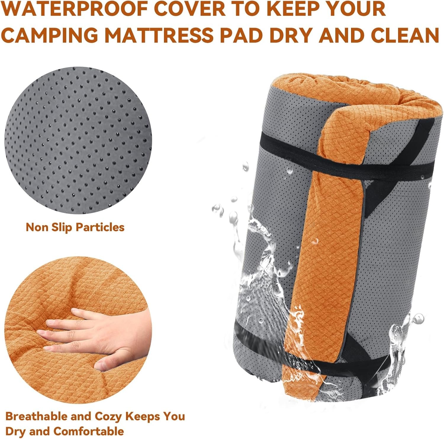 Memory Foam Camping Mattress Pad,Portable Sleeping Pad for Adult,Waterproof Cot Mattress,Roll Up Floor Mattress,Foldable Backpacking Travel Bed for Hiking,Guest Bed - Image 2