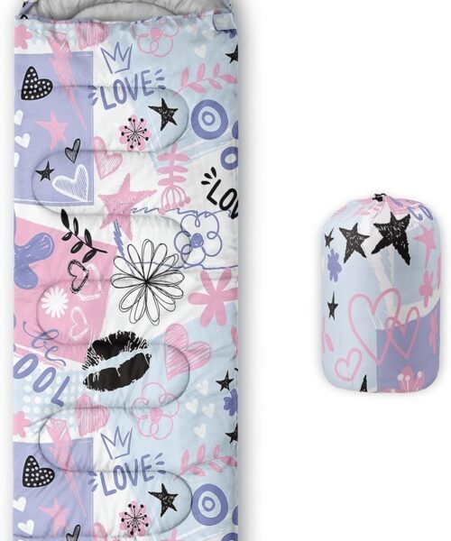 Kids Sleeping Bag for Boys Girls,3D Basketball Print-Lightweight Warm Portable Outdoor Indoor-Waterproof Cold Weather Resistant Sleeping Bag for Camping Hiking