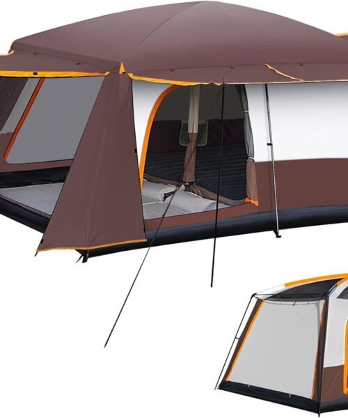 Camping Tent 4-6 Person, Double Layer, Multi-Room Family Cabin Tents with 3 Doors, Mesh Windows, Rainfly & Windproof, Large Waterpoof Tents for Outdoor Camping Hiking Picnic Gathering