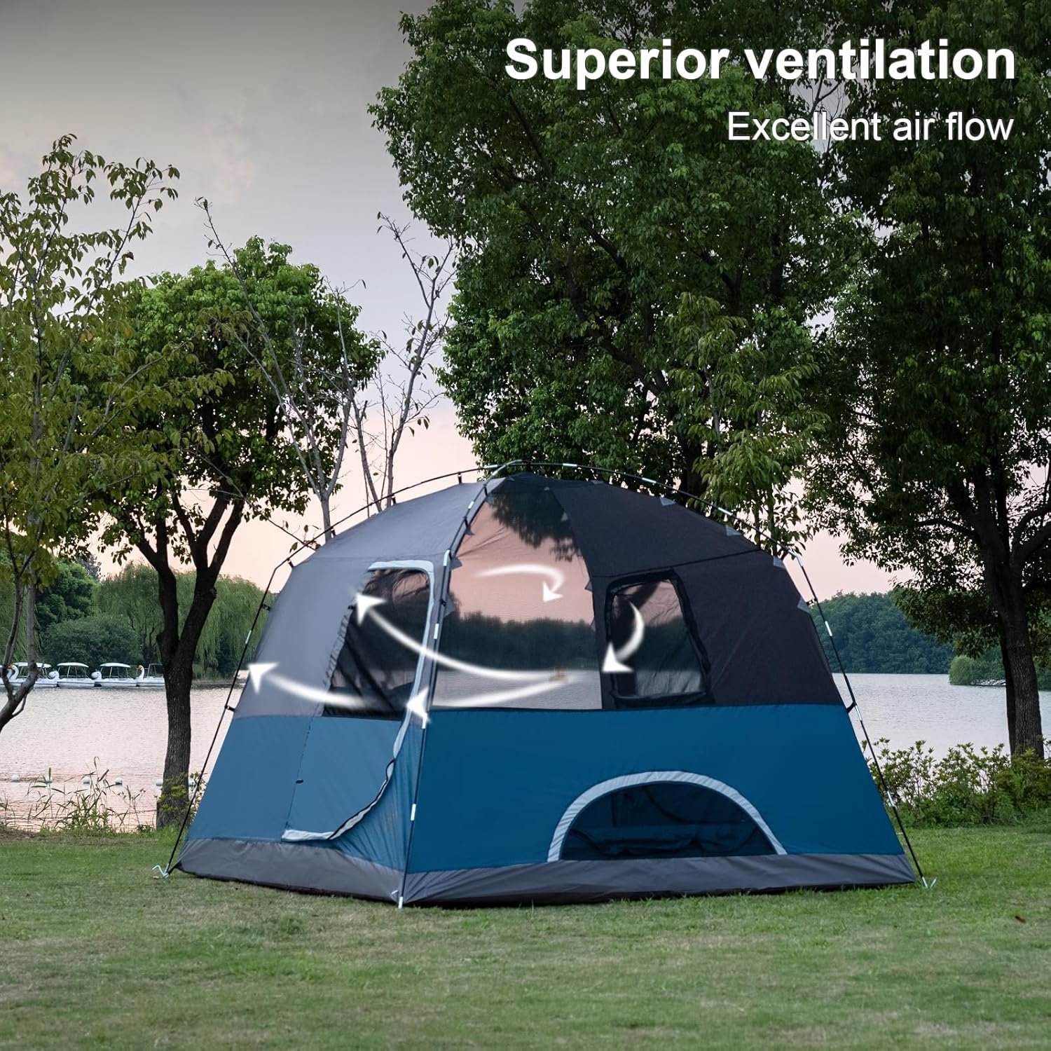 Cabin Tent 4-6 Person, Waterproof Camping Tent with Rain Cover Easy to Set Up, Portable Double Layer Large Family Tent for Outdoor Camping - Image 2